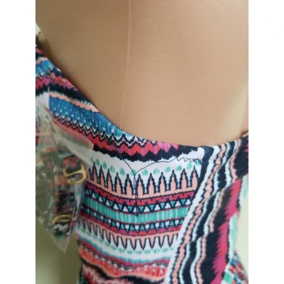 Jessica Simpson dark navy blue cut out bandeau one piece swimsuit size L - Picture 4 of 5